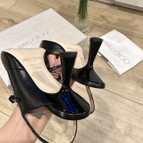 Jimmy Choo Ray 65 38.5 Black Nappa Leather Slingback Pumps - Picture 8 of 13